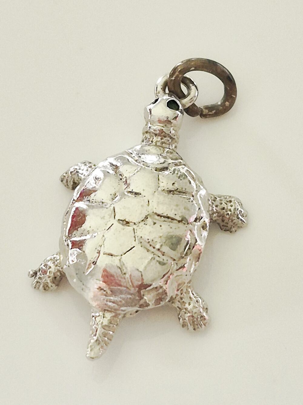 Vintage Sterling Silver Wells Designer Turtle Silver Charm Pendant
